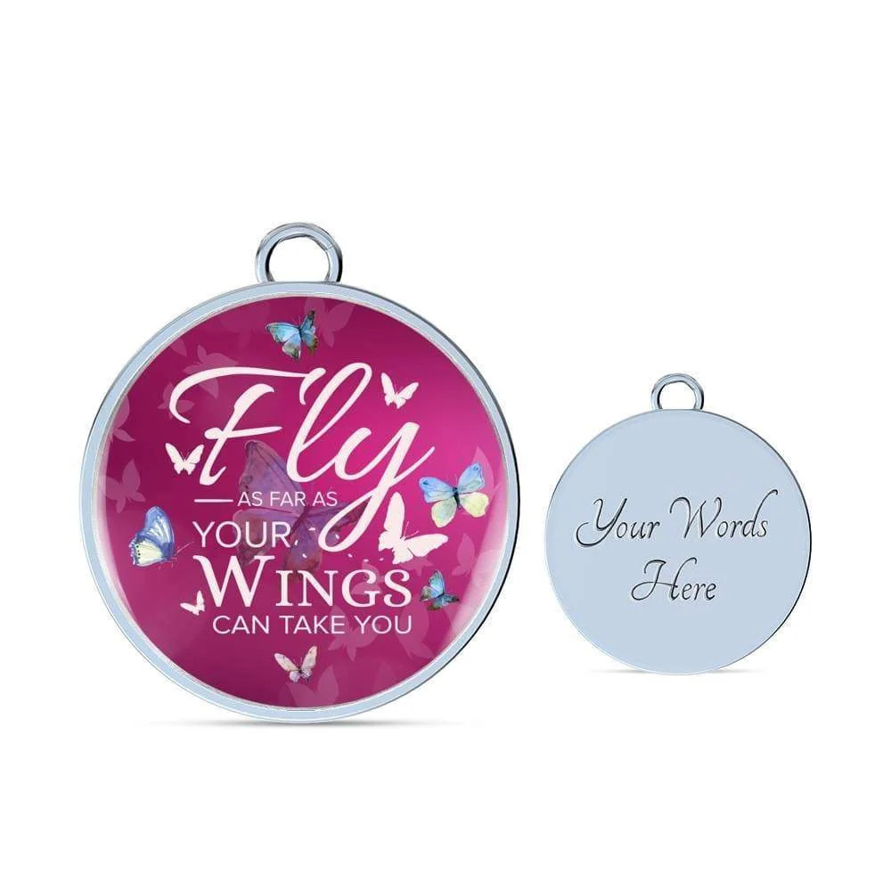 Fly As Far As Your Wings Can Take You Butterflies Personalized Engraved Silver